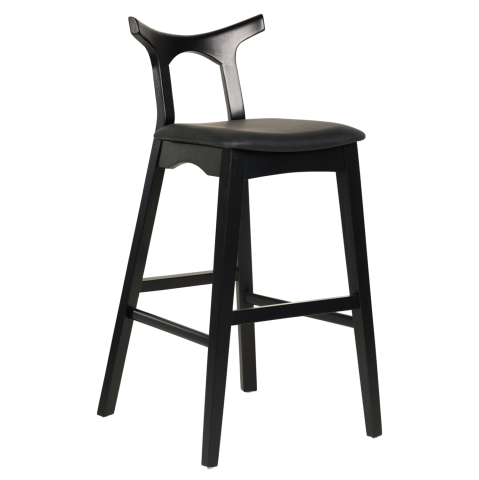 Scaune de bar - BAR STOOL USOPP HM9951.02 RUBBERWOOD and PU IN BLACK COLOR 49x53x99,5Hcm.