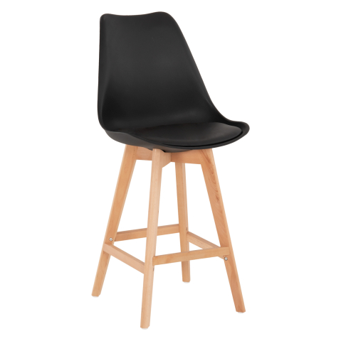 Scaune de bar - BAR STOOL VEGAS HM8000.22 MEDIUM HEIGHT BLACK POLYPROPYLENE NATURAL BEECH WOOD 47x58x100Hcm.
