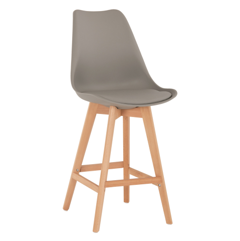 Scaune de bar - BAR STOOL VEGAS HM8000.40 MEDIUM HEIGHT GREY POLYPROPYLENE NATURAL BEECH WOOD 47x58x100Hcm.