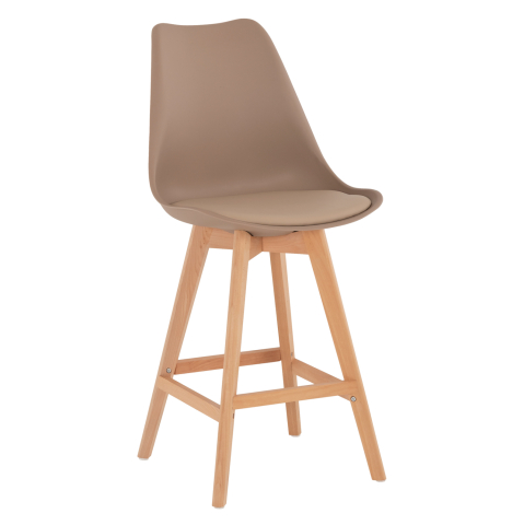 Interior - BAR STOOL VEGAS HM8000.55 MEDIUM HEIGHT CAPPUCCINO POLYPROPYLENE NATURAL BEECH WOOD 47x58x100Hcm.