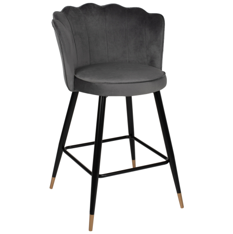 Scaune de bar - BAR STOOL VESNA HM8736.01 GREY VELVET METAL FRAME IN BLACK 50x50x90Hcm.