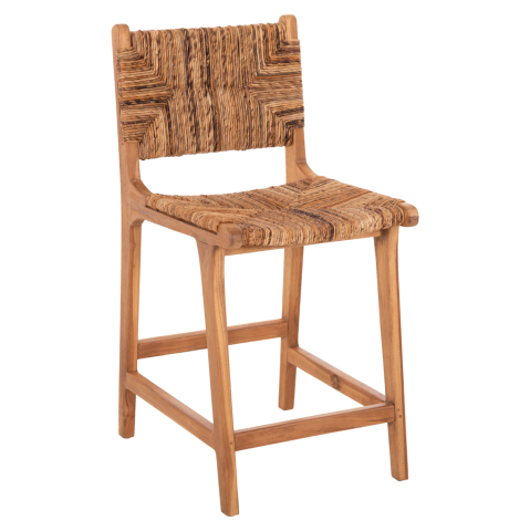 Interior - BAR STOOL WALTER HM9842 TEAK WOOD IN NATURAL-RUSH MATT 46x55x96Hcm.