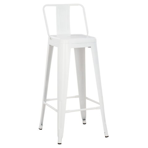 Interior - BAR STOOL WITH BACKREST MELITA-PRO HM8643.41 METAL IN MATTE WHITE 42x42x100Hcm.