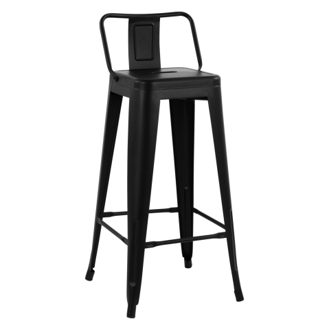 Interior - BAR STOOL WITH BACKREST MELITA-PRO HM8643.42 METAL IN MATTE BLACK 42x42x100Hcm.