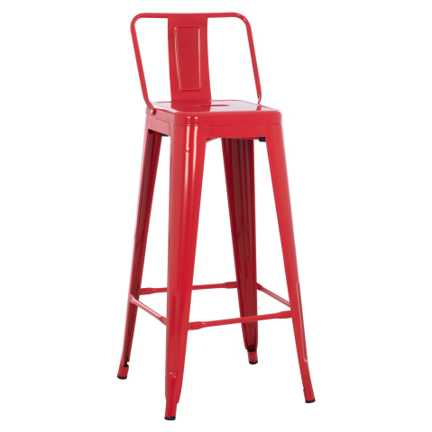 Interior - BAR STOOL WITH BACKREST MELITA-PRO HM8643.44 METAL IN RED 42x42x100Hcm.