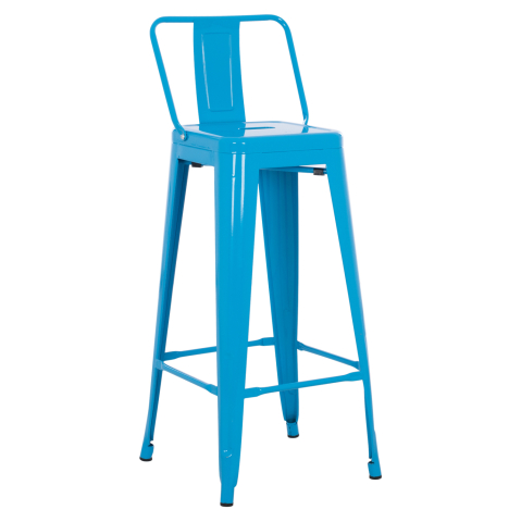 Interior - BAR STOOL WITH BACKREST MELITA-PRO HM8643.48 METAL IN BLUE 42x42x100Hcm.