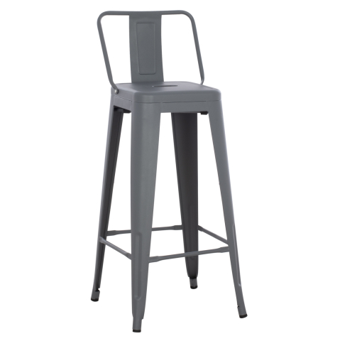 Interior - BAR STOOL WITH BACKREST MELITA-PRO HM8643.50 METAL IN GREY 42x42x100Hcm.