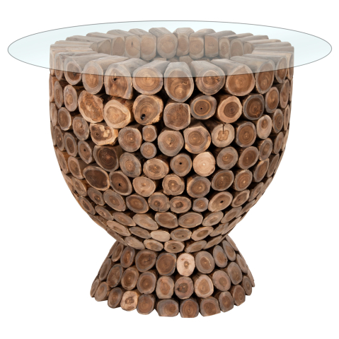 Interior - BAR TABLE ROUND LEEROY HM9806 TEAK WOOD PIECES Φ120x104Hcm.