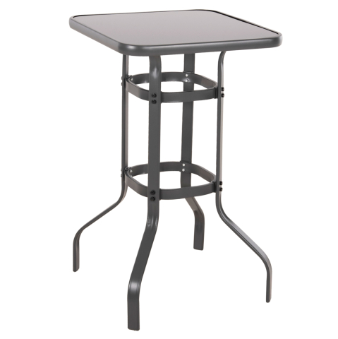 Mese - BAR TABLE SQUARE FIGGY HM6066.01 METALLIC GREY-TEMPERED GLASS 60x60x100Hcm.