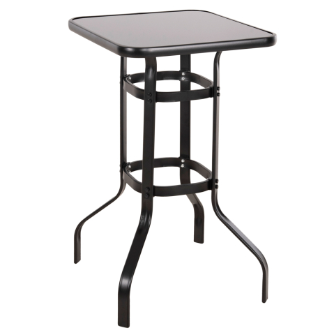 Mese - BAR TABLE SQUARE FIGGY HM6066.03 METALLIC BLACK-TEMPERED GLASS 60x60x100Hcm.