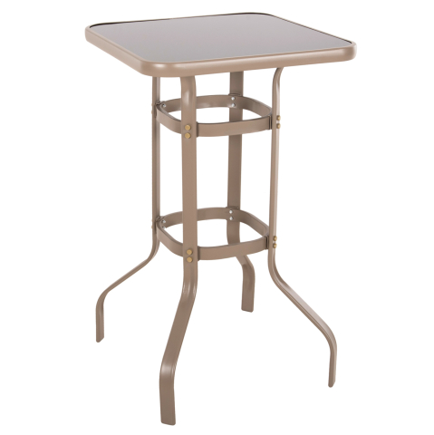 Mese - BAR TABLE SQUARE FIGGY HM6066.04 METALLIC CHAMPAGNE-COLORED-TEMPERED GLASS 60x60x100Hcm.