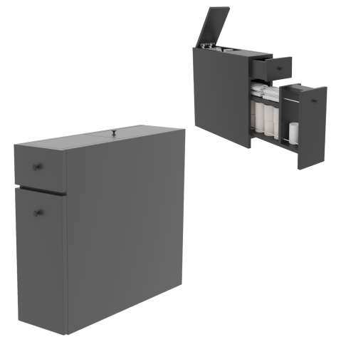 Baie - BATHROOM CABINET CHARCOAL GREY MELAMINE 19x60x55Hcm.HM9424.01