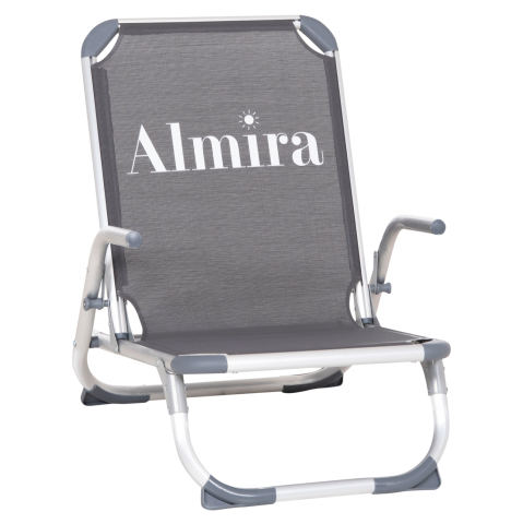 Scaune de plaja - BEACH CHAIR HEAVY DUTY ALUMINUM ALMIRA HM5053.10 GREY TEXTILENE--HIGH BACKREST 55x71x66Hcm