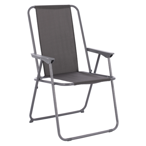 Scaune de plaja - BEACH CHAIR HM5148.01, GREY FABRIC, METAL FRAME, HIGH BACK