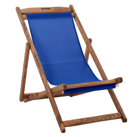 Sezlong-uri - BEACH CHAIR LIMNOS WITH TEXTILENE FABRIC IN BLUE HM11707.01T BEECH WOOD IN WALNUT 55.5x97x105H