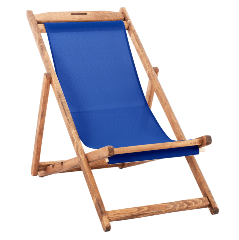Sezlong-uri - BEACH CHAIR WITH TEXTILENE FABRIC IN BLUE LIMNOS HM11711.01T BEECH WOOD IN NATURAL 55.5x97x105H