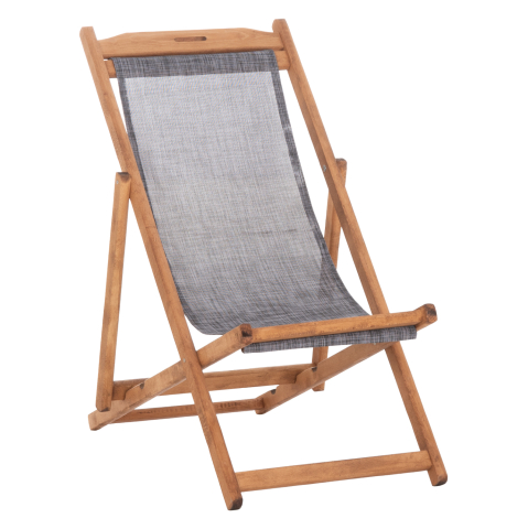 Sezlong-uri - BEACH CHAIR WITH TEXTILENE FABRIC IN GREY LIMNOS HM11711.10T BEECH WOOD IN NATURAL 55.5x97x105H