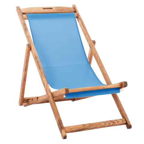 Sezlong-uri - BEACH CHAIR WITH TEXTILENE FABRIC IN SKY BLUE LIMNOS HM11711.08T BEECH WOOD IN NATURAL 55.5x97x105H