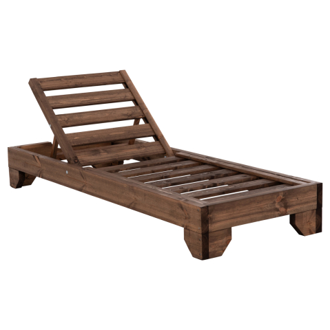 Sezlong-uri - BEACH LOUNGER HEAVY-DUTY KORINOS HM10779.01 IMPREGNATED PINE WOOD IN WALNUT 79x204x77Hcm.