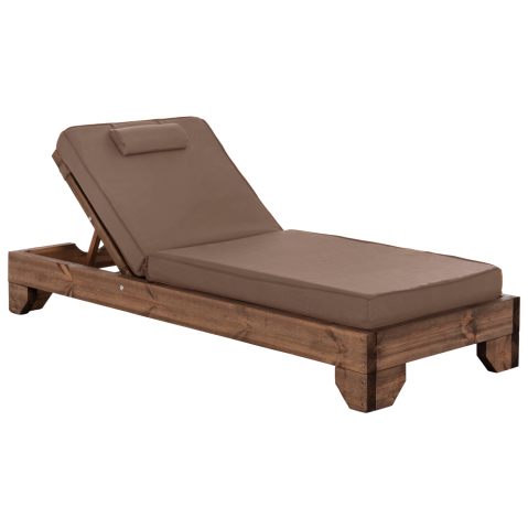Sezlong-uri - BEACH LOUNGER KORINOS HM10773.04T PINE WOOD IN WALNUT--CUSHION IN MOCHA 79x204x80Hcm.