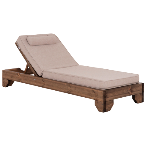 Sezlong-uri - BEACH LOUNGER KORINOS HM10774.72 PINE WOOD IN WALNUT--OLEFIN CUSHION IN BEIGE 79x204x77Hcm.