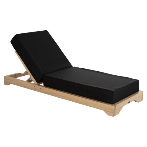 Sezlong-uri - BEACH LOUNGER LOW IKARIA HM10623.01 PINE WOOD IN NATURAL COLOR-BLACK TEXTILENE-CUSHION 20cm THICK