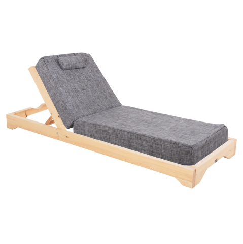 Sezlong-uri - BEACH LOUNGER LOW IKARIA HM10623.05 PINE WOOD IN NATURAL COLOR-GREY TEXTILENE-CUSHION 20cm