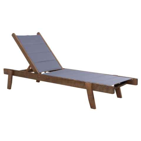 Sezlong-uri - BEACH LOUNGER MILOS HM10685.02 BEECH WOOD IN WALNUT-GREY TEXTILENE CUSHION COVER 204x65x92,5Hcm.