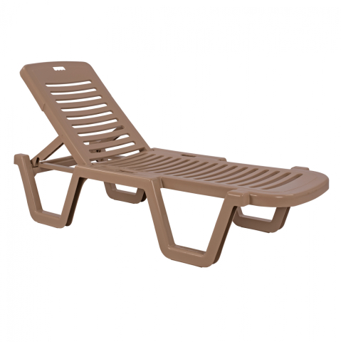 Sezlong-uri - Beach Sunbed Plastic Recling Relax Cappuccino 190Χ70Χ36h cm 303002061-04