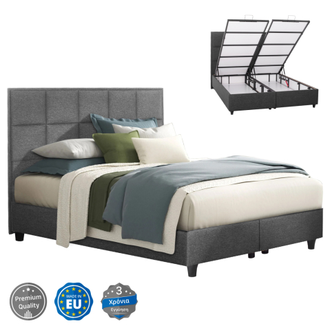 Paturi - BED ALBA HM626.01 GREY FABRIC STORAGE SPACE 160X200