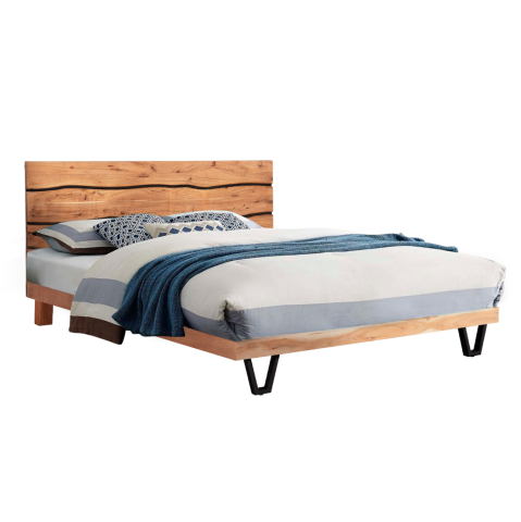 Paturi - Bed ALICIA HM8359.11,metal and solid acacia wood,160Χ200