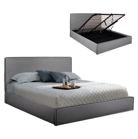 Paturi - Bed Allie HM584.01 160x200 cm with storage space and grey fabric