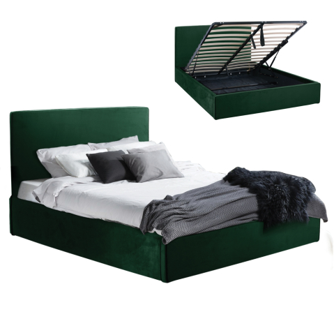 Paturi - BED ALLIE HM584.13 160X200 WITH STORAGE SPACE IN CYPRESS GREEN