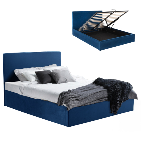 Paturi - BED ALLIE HM584.18 160X200 WITH STORAGE SPACE-BLUE VELVET