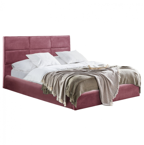 Paturi - BED BRILEY HM583.02 IN DUSTY PINK VELVET WITH STORAGE SPACE 160x200 cm.