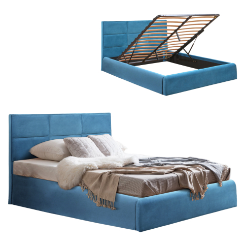 Paturi - Bed Briley Velvet Royal Blue with storage space 160x200 cm HM583.18