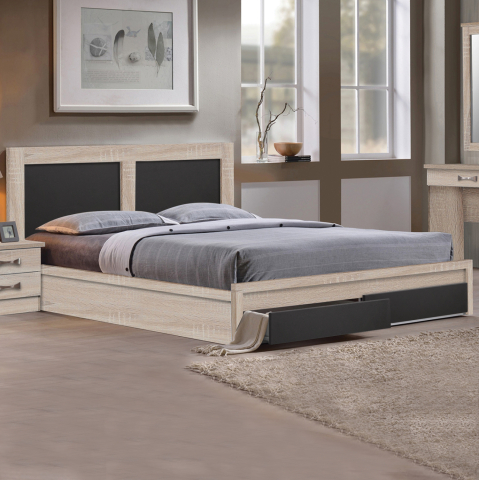 Paturi - Bed Capri HM312.04 with 2 drawers, Sonoma-Grey, Mattress 150x200