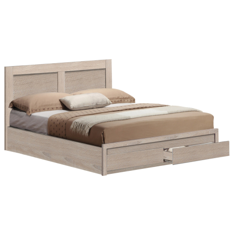 Interior - BED CAPRI HM665.02 MELAMINE IN SONOMA WITH 2 DRAWERS FOR MATTRESS 120x200cm.