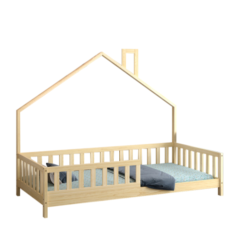 Interior - BED FOR KIDS HOUSER HM740.01 t.MONTESSORI SOLID PINE WOOD IN NATURAL WOOD--FOR 190x90cm.