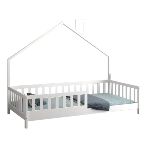 Interior - BED FOR KIDS HOUSER HM740.03 t.MONTESSORI SOLID PINE WOOD IN WHITE--FOR 190x90cm.