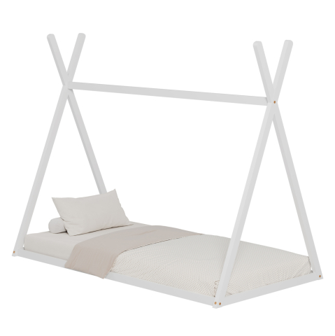 Paturi - BED FOR KIDS MUNK HM681.03 t.MONTESSORI SOLID PINE WOOD IN WHITE FOR MATTRESS 190x90cm.