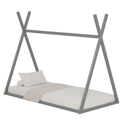 Paturi - BED FOR KIDS MUNK HM681.05 t.MONTESSORI SOLID PINE WOOD IN GREY- 190x90cm.