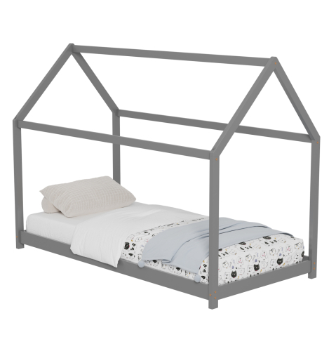 Paturi - BED FOR KIDS PEPE HM677.05 t.MONTESSORI SOLID PINE WOOD IN GREY- 190x90cm.
