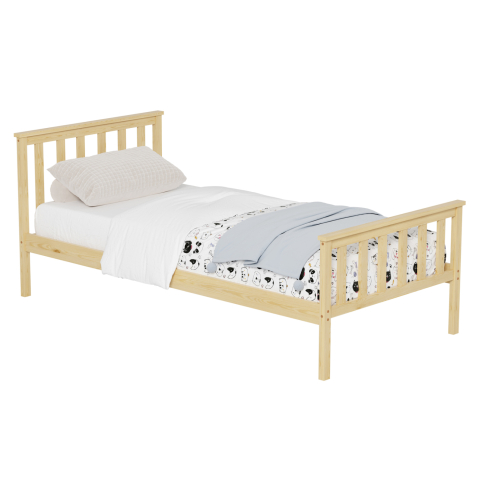 Paturi - BED GIMLY HM675.01 SOLID PINE WOOD IN NATURAL FOR MATTRESS 190x90cm.