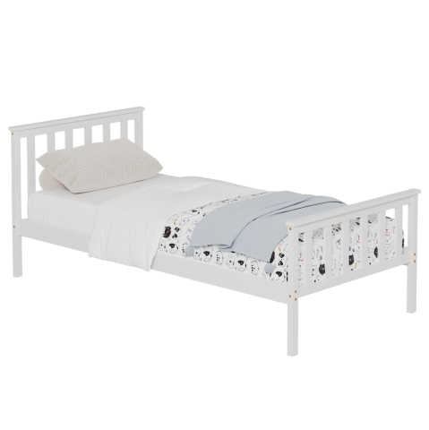 Paturi - BED GIMLY HM675.03 SOLID PINE WOOD IN WHITE FOR MATTRESS 190x90cm.