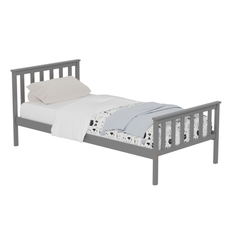 Paturi - BED GIMLY HM675.05 SOLID PINE WOOD IN GREY FOR MATTRESS 190x90cm.