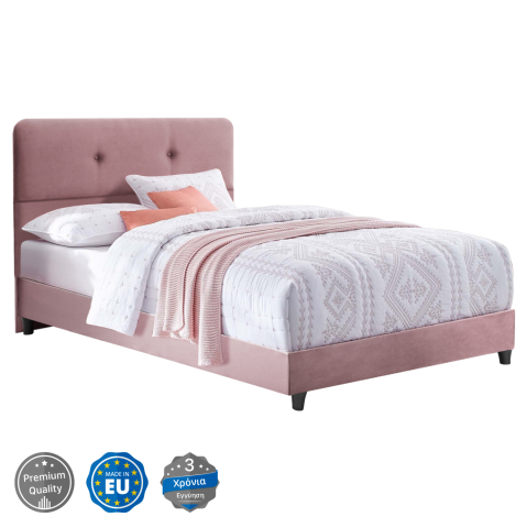 Paturi - Bed HM648.12 DOLORES, dusty pink velvet, 120x200