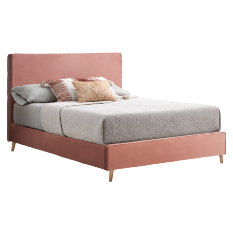 Paturi - BED INDRA HM662.12 VELVET DUSTY PINK FOR MATTRESS 160x200cm.