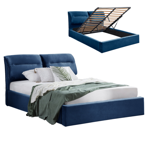 Paturi - BED KENDRA HM565.18 BLUE VELVET-STORAGE SPACE 160X200 cm MATTRESS
