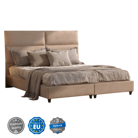 Paturi - BED KING-SIZE MADE OF SAND BEIGE FABRIC MILO HM628.22 FOR MATTRESS 180x200cm.